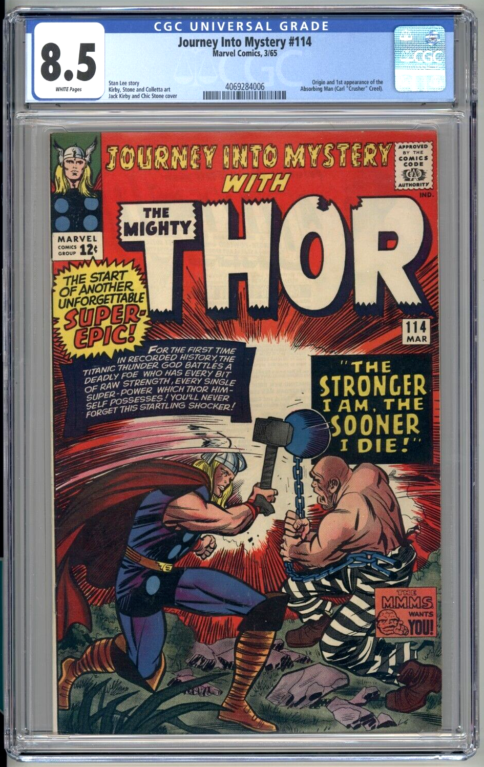 Journey Into Mystery 114 CGC 85 Marvel 1965 1st Absorbing Man HIGH GRADE