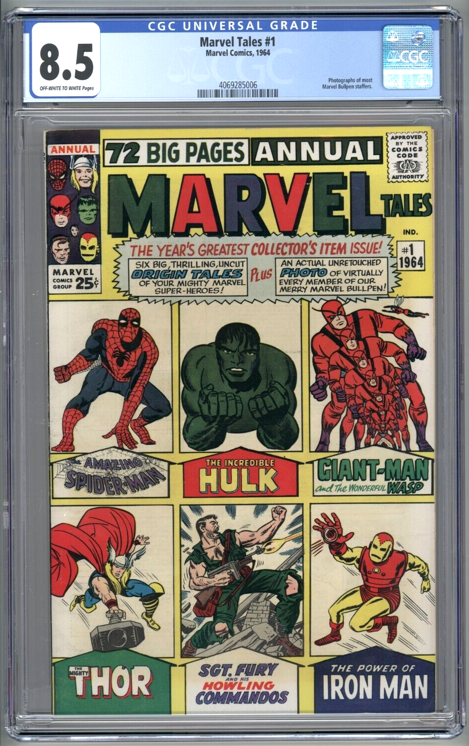 Marvel Tales 1 CGC 85 Marvel 1964 Origin Hulk SpiderMan HIGH GRADE