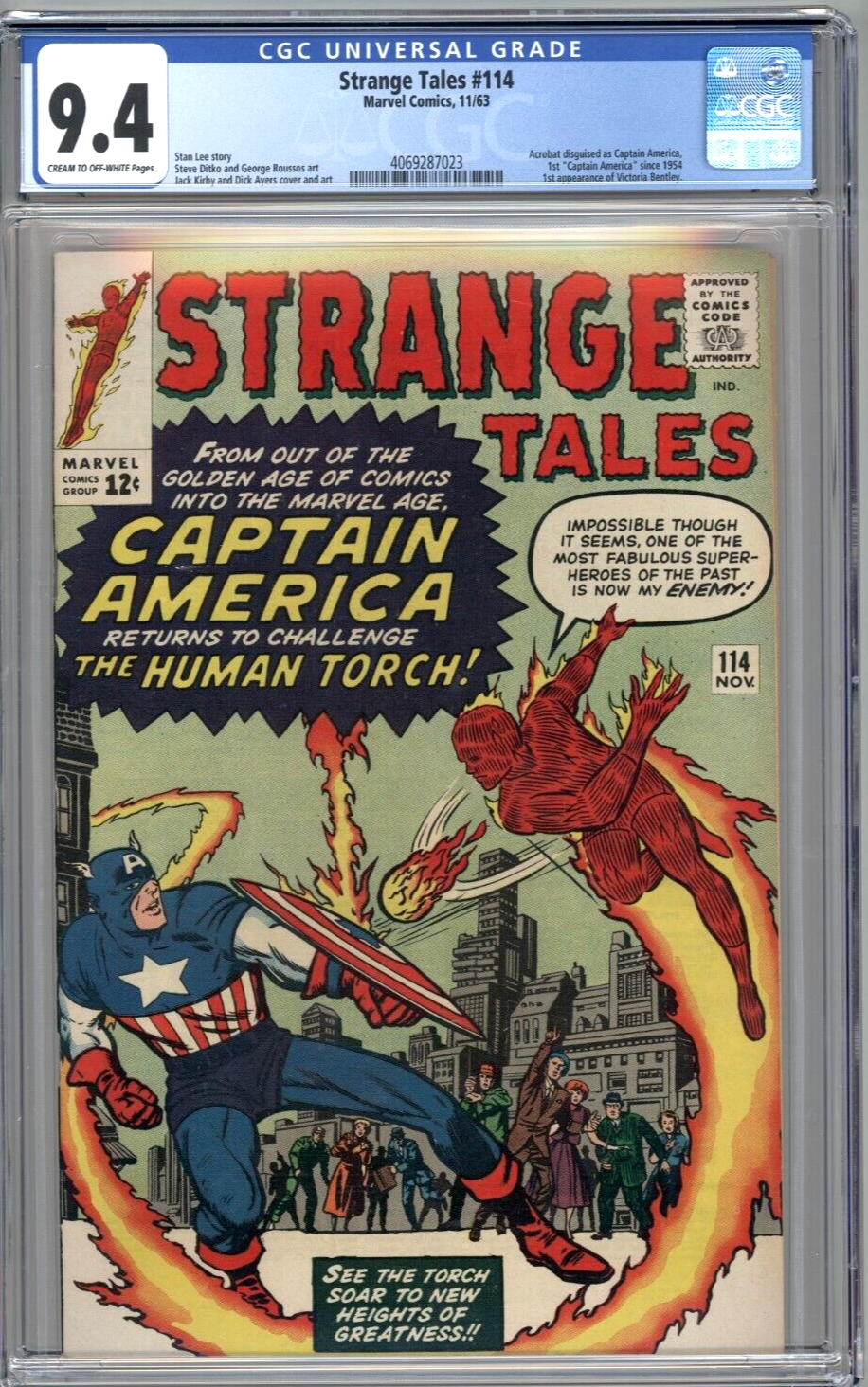 Strange Tales 114 CGC 94 Marvel 1963 1st Silver Age  Captain America HIGH GRADE