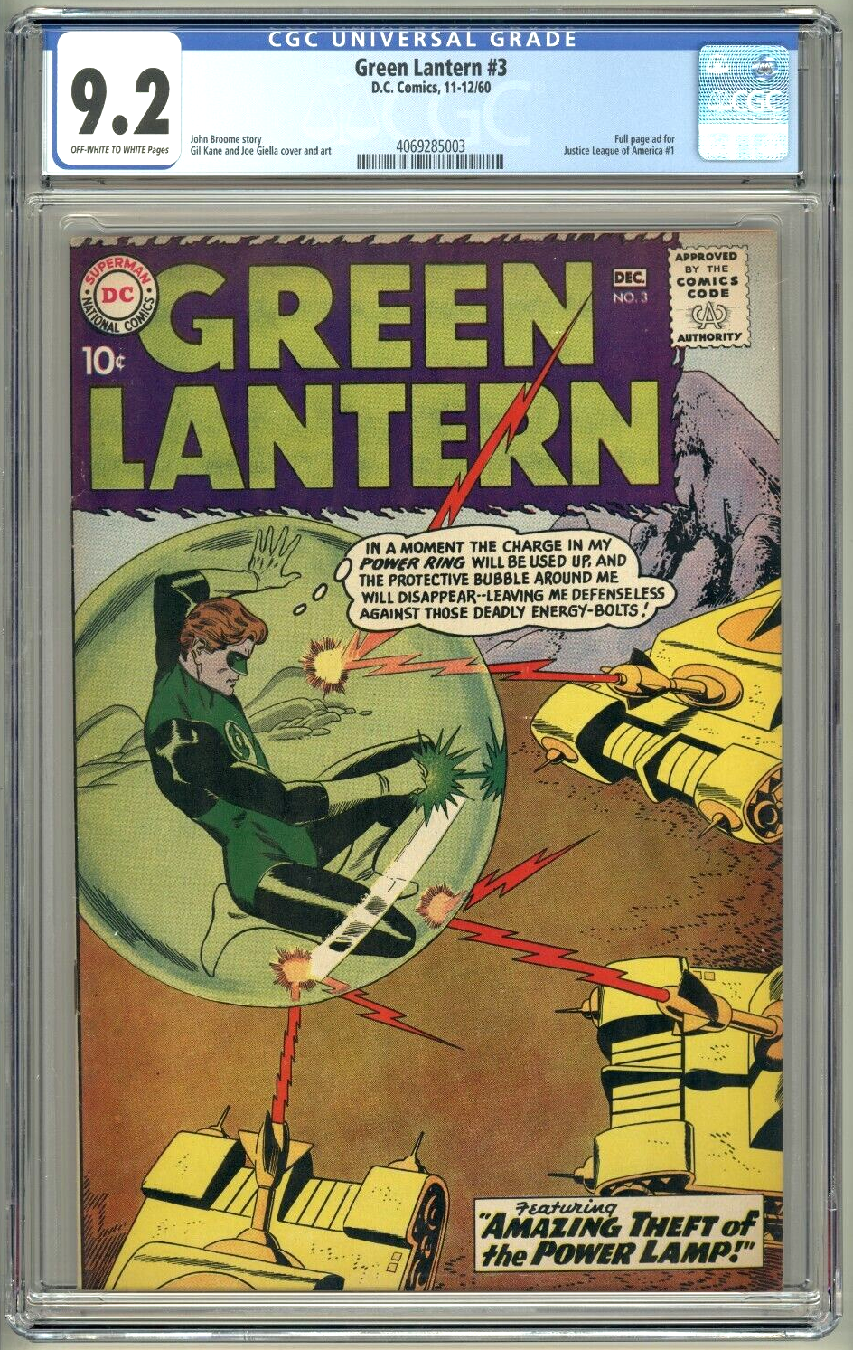 Green Lantern 3 CGC 92 DC 1960 HIGH GRADE