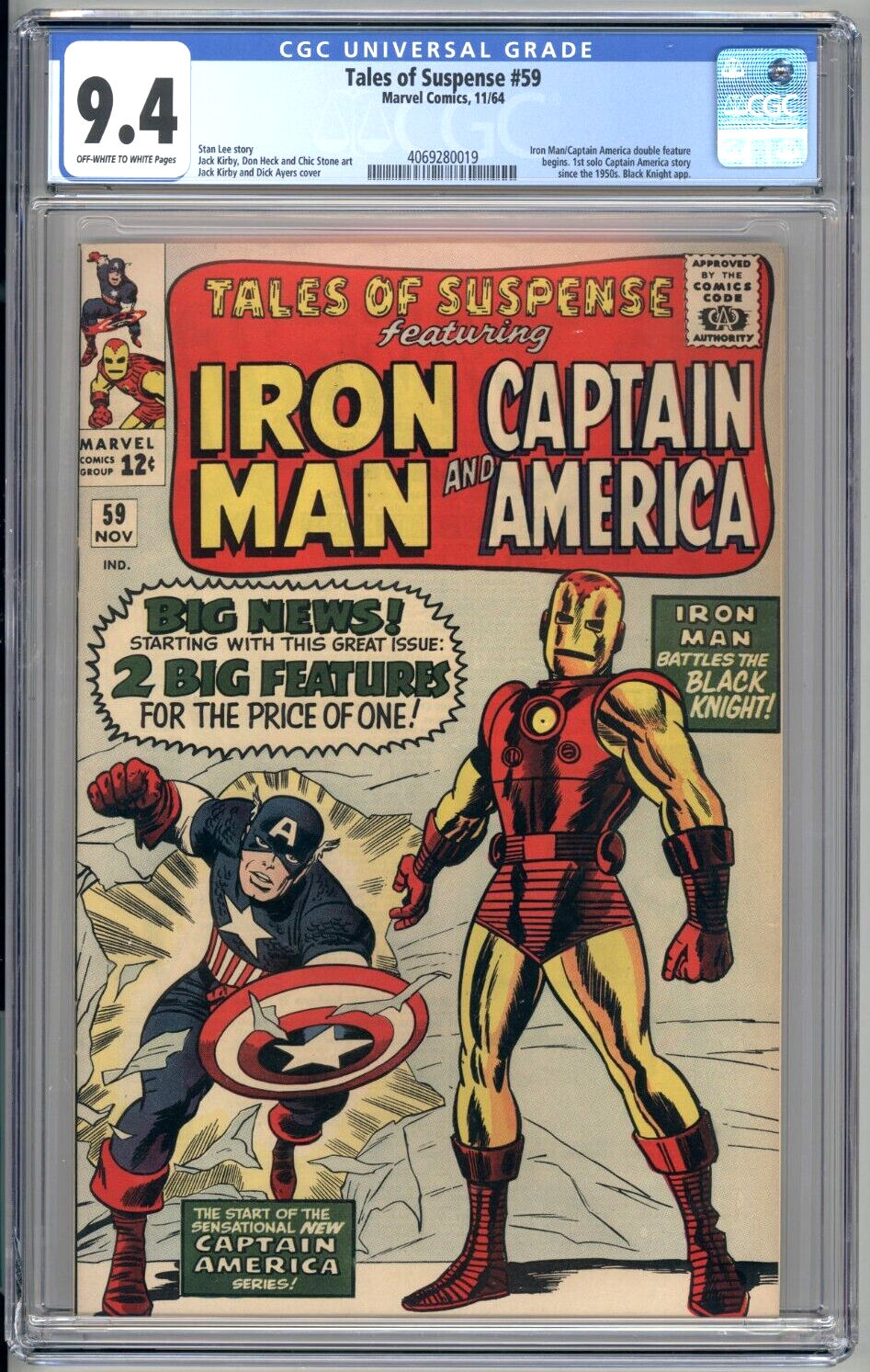 Tales of Suspense 59 CGC 94 MARVEL 1964 1st Cap America solo story HIGH GRADE