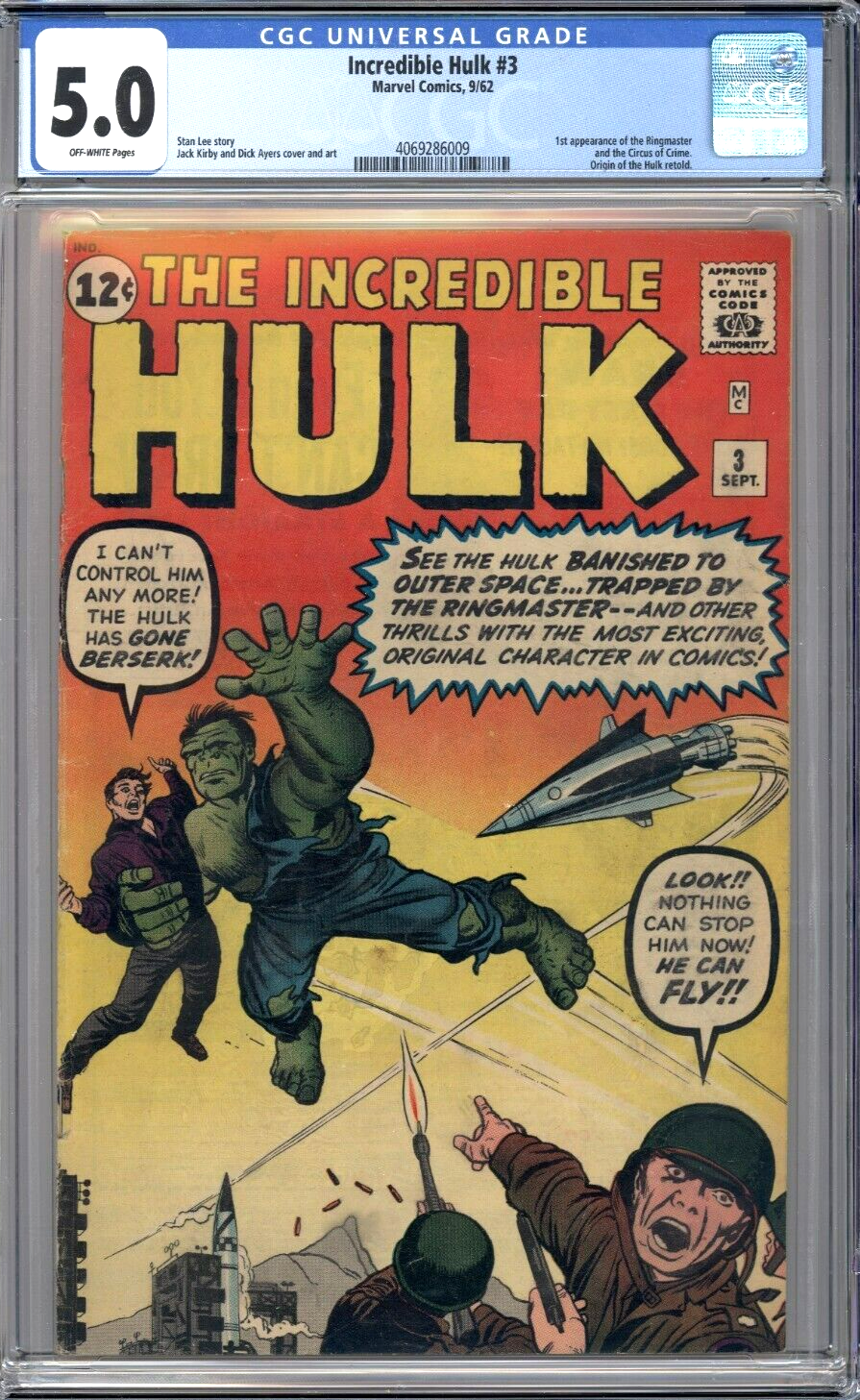 Incredible Hulk 3 CGC 50 Marvel 1962 1st Ringmaster