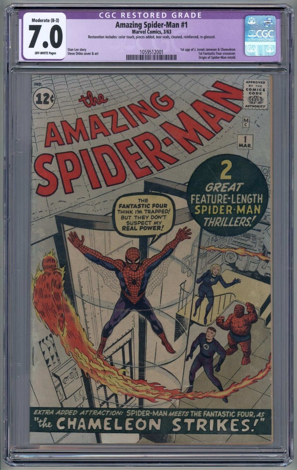 Amazing SpiderMan 1 CGC 70 1st Fantastic Four Crossover