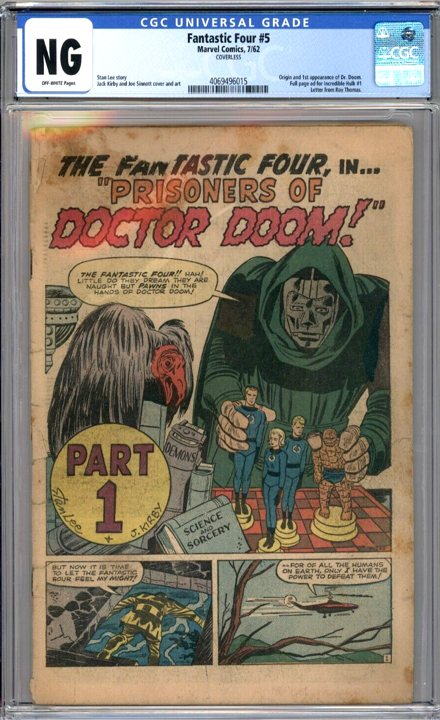 Fantastic Four 5 CGC NG Coverless MARVEL 1st Doctor Doom