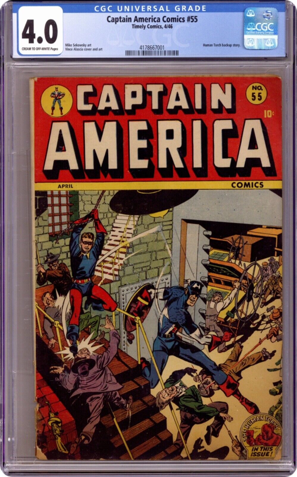 CAPTAIN AMERICA COMICSTIMELY 55 CGC 40GOLDEN AGE 1946SENSITIVO