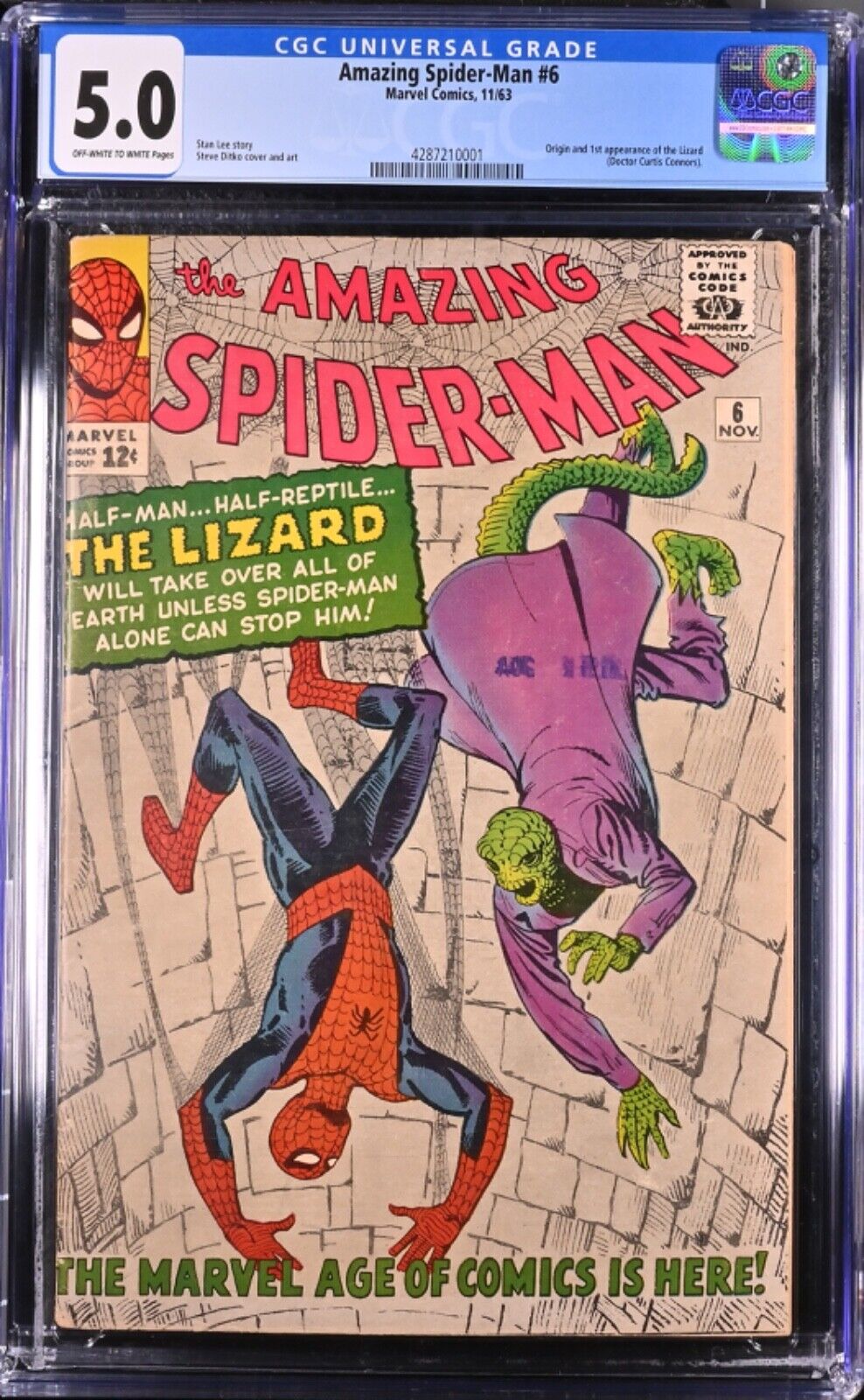 AMAZING SPIDERMAN 6 CGC 50 1st APPEARANCE  ORIGIN OF THE LIZARD