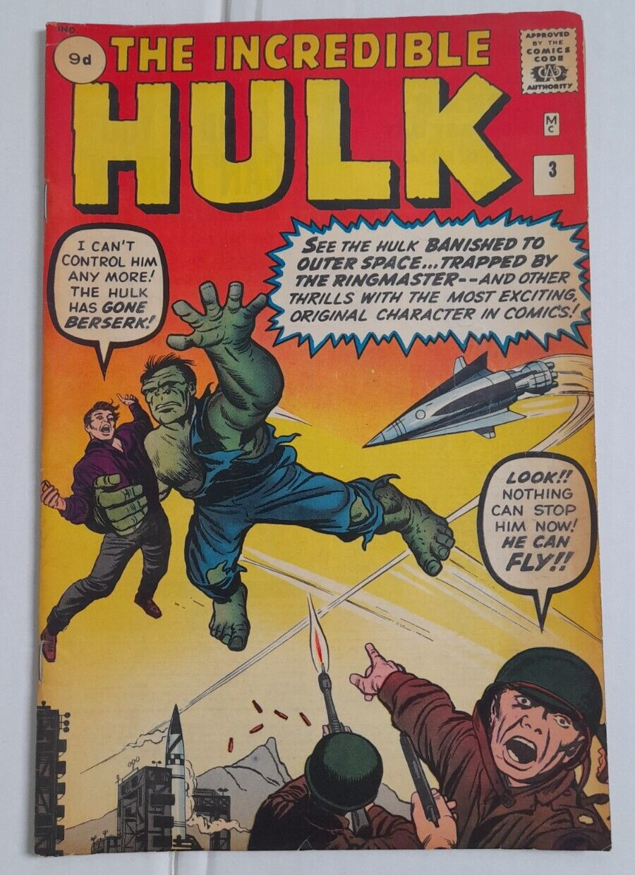 The Incredible Hulk 3 uk version marvel comic 1962