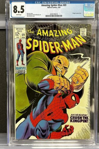 AMAZING SPIDERMAN 69 CGC 85 WHITE Pages Kingpin app Marvel Comic