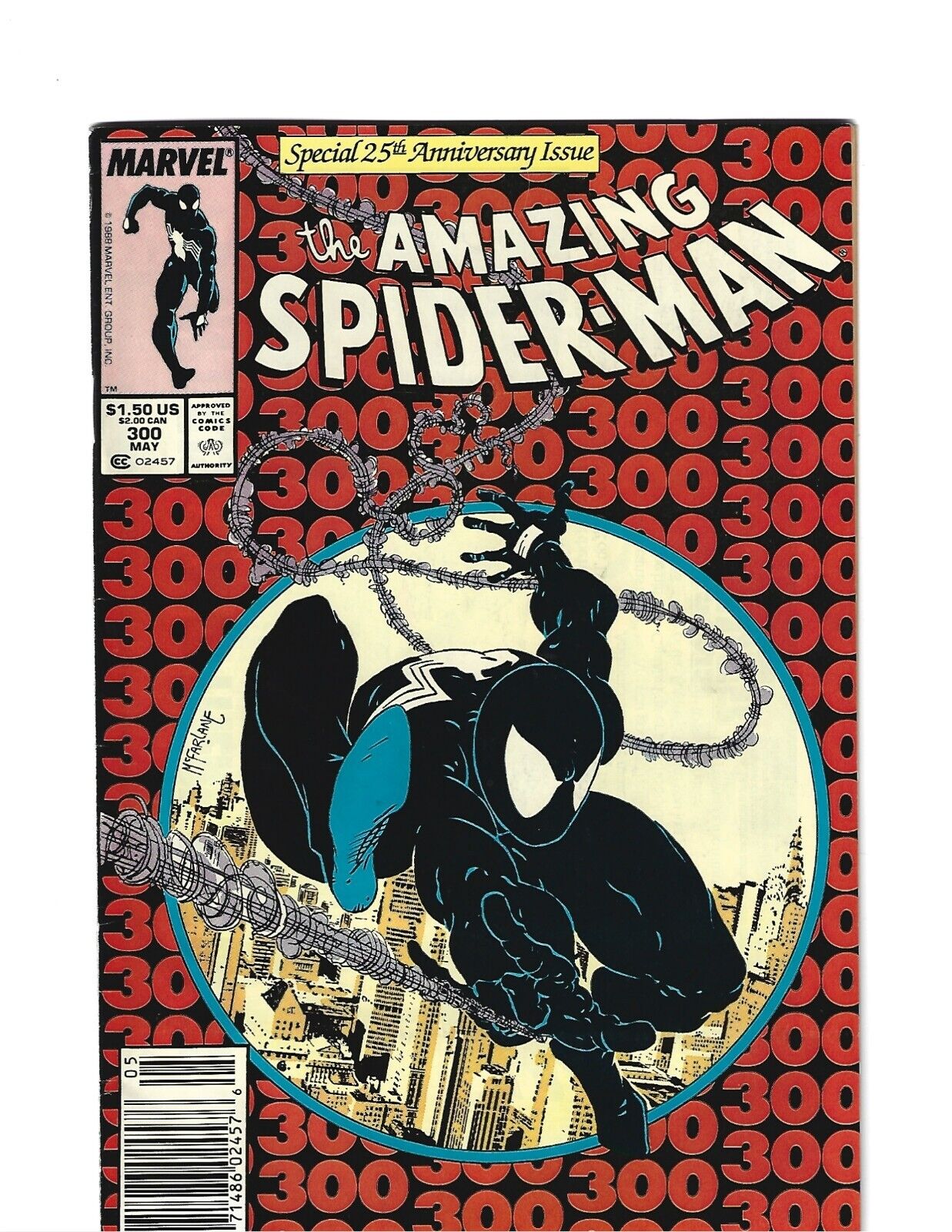 AMAZING SPIDERMAN 300  1989  90  WHITE PAGES  NEWSTAND EDITION SHARP BOOK