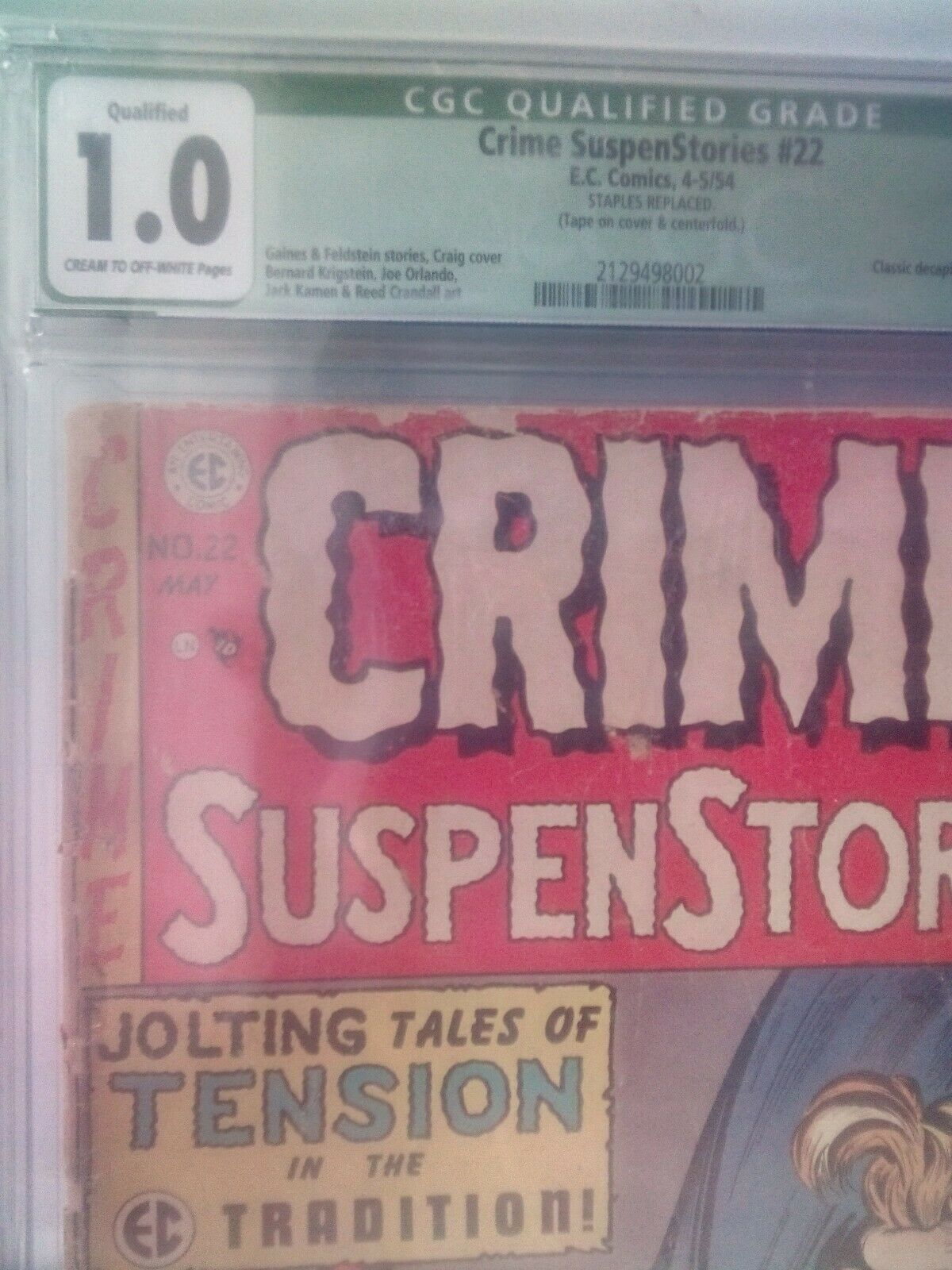 Crime Suspenstories 22  CGC 10 EC 1954  Classic Decapitation cover