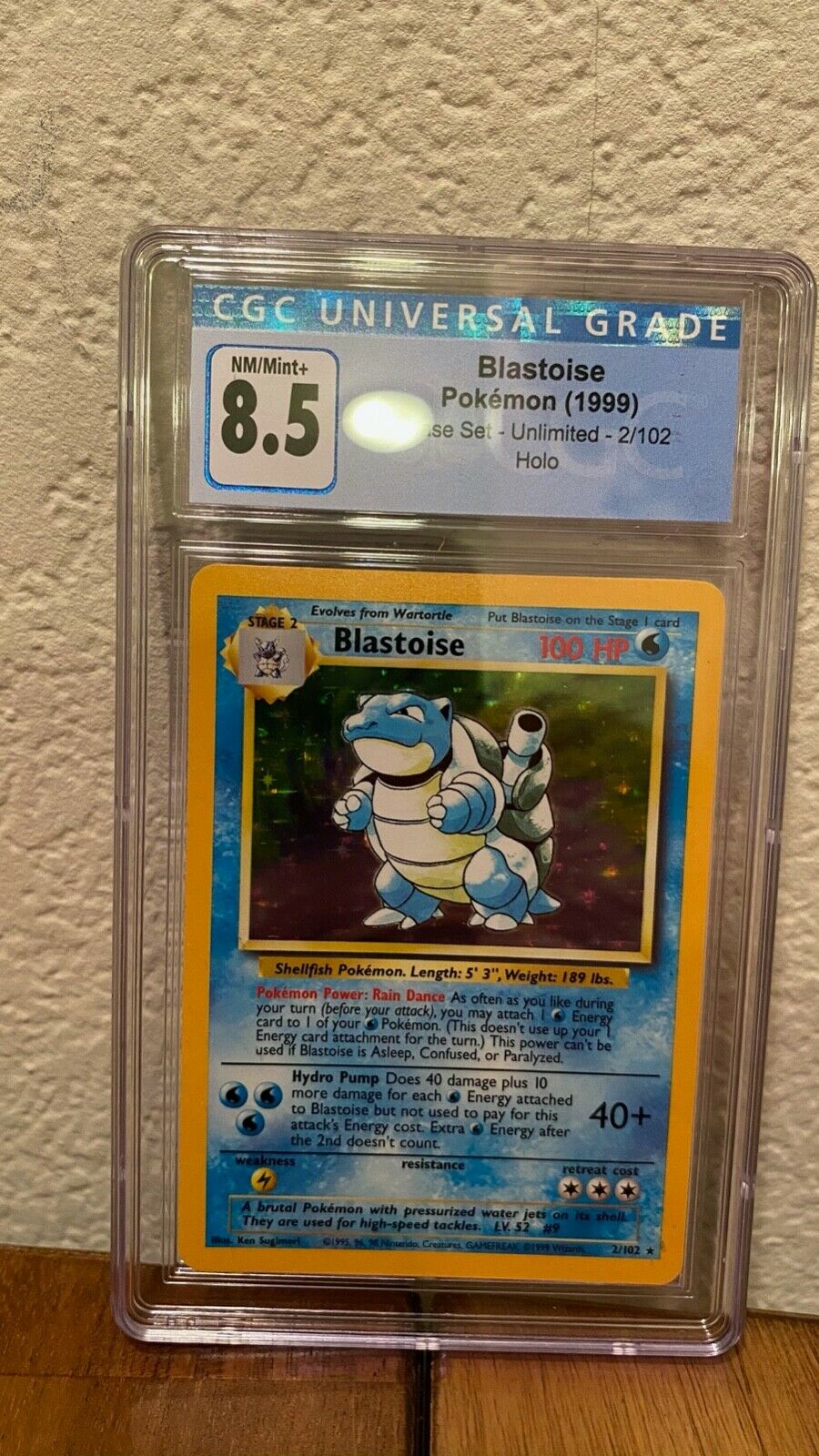 Blastoise Pokmon Base Set Unlimited 1999 WotC CGC 85 NMMint PSA 9  BGS