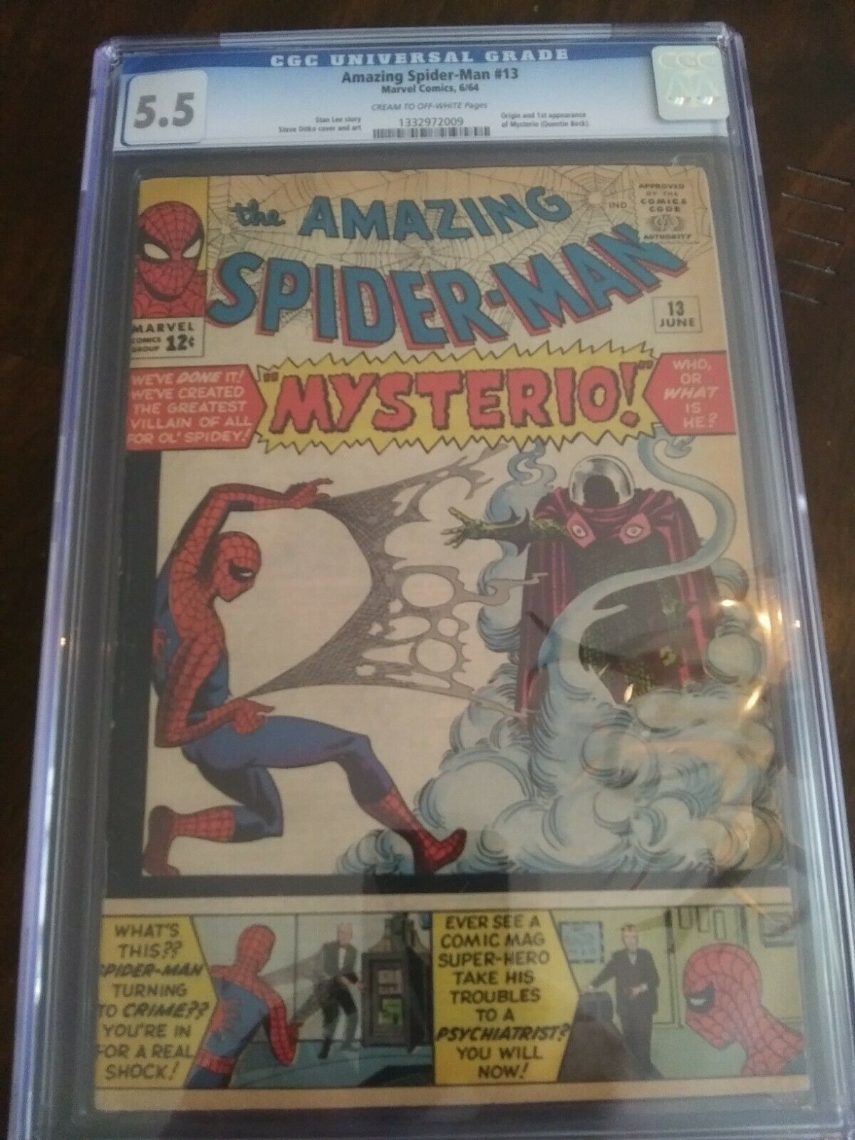 AMAZING SPIDERMAN 13  CGC 55  1st Appearance Mysterio 1964  GRADED