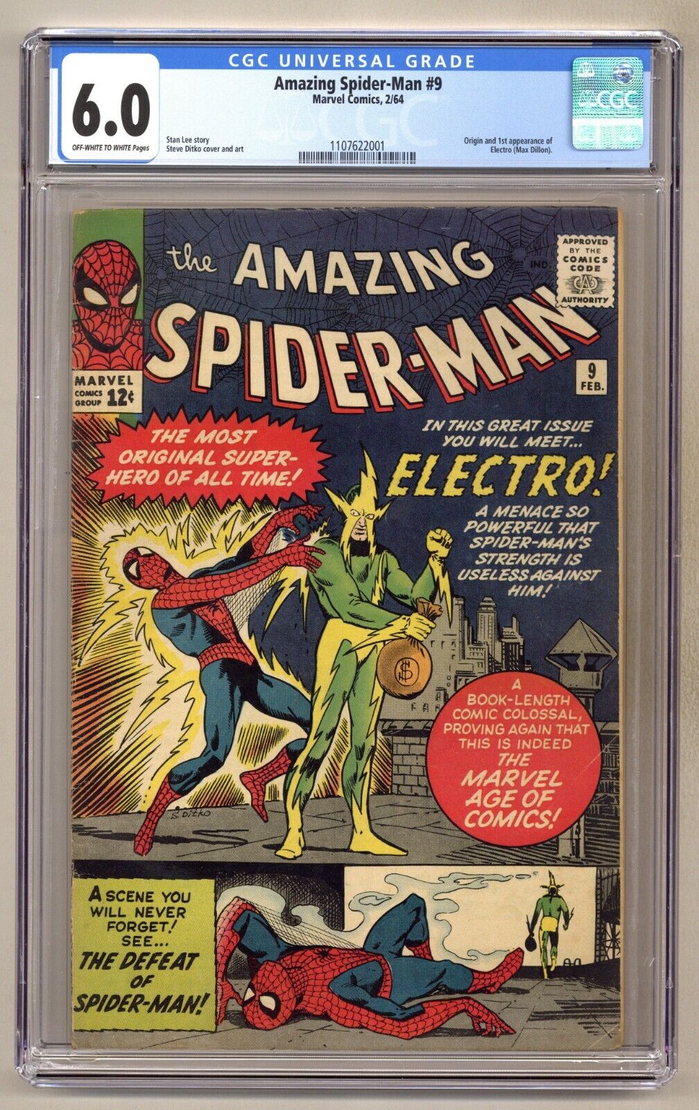Amazing SpiderMan 9 CGC 60 1st appearance of Electro Ditko 1964 Marvel I781