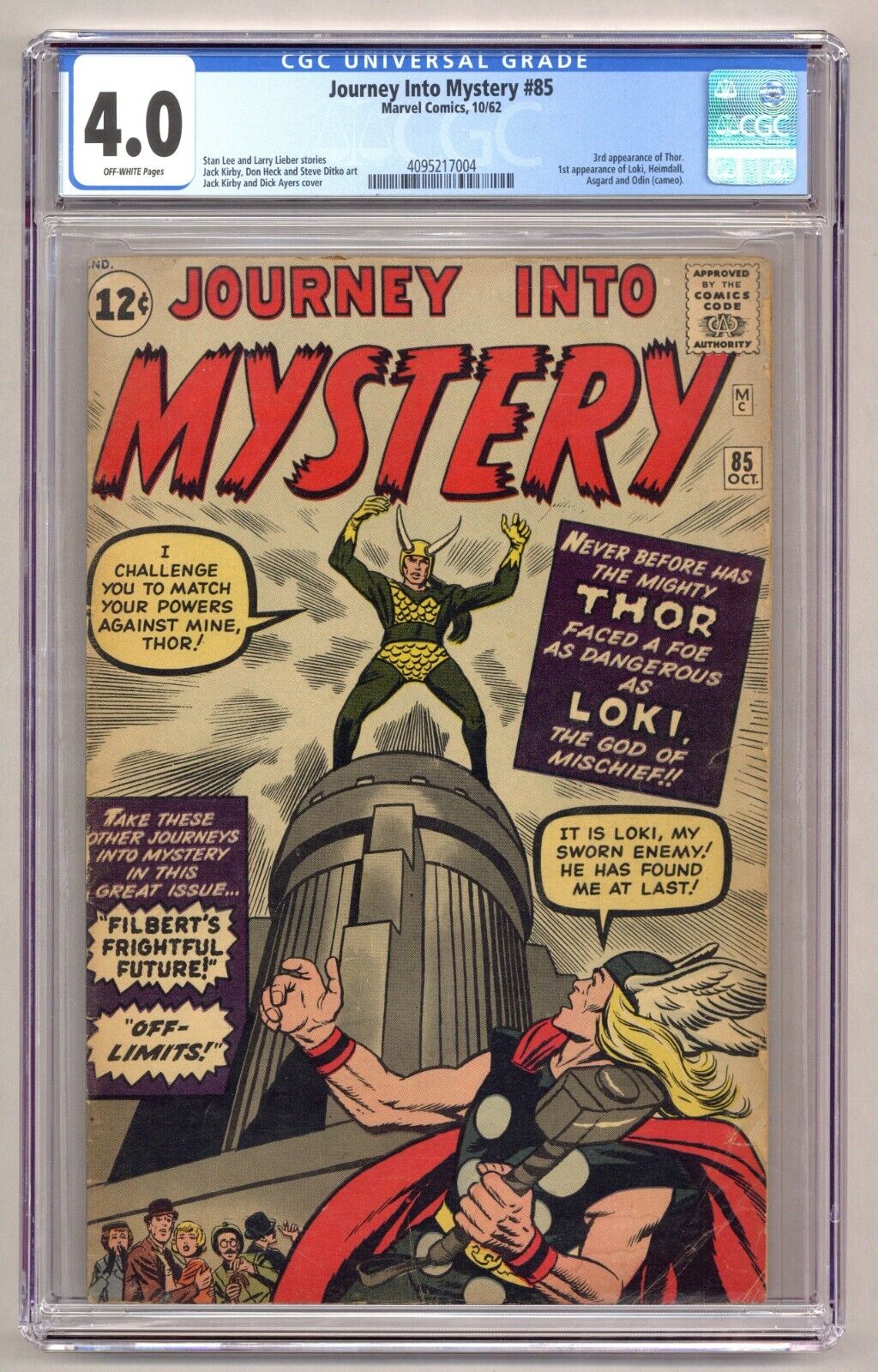 Journey into Mystery 85 CGC 40 3rd app Thor 1st app Loki Kirby 1962 J790