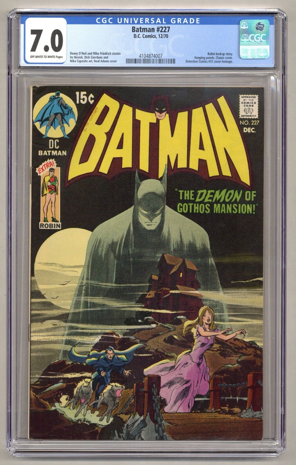 Batman 227 CGC 70 Robin backup story Hanging panels Classic cover DC 1970 974