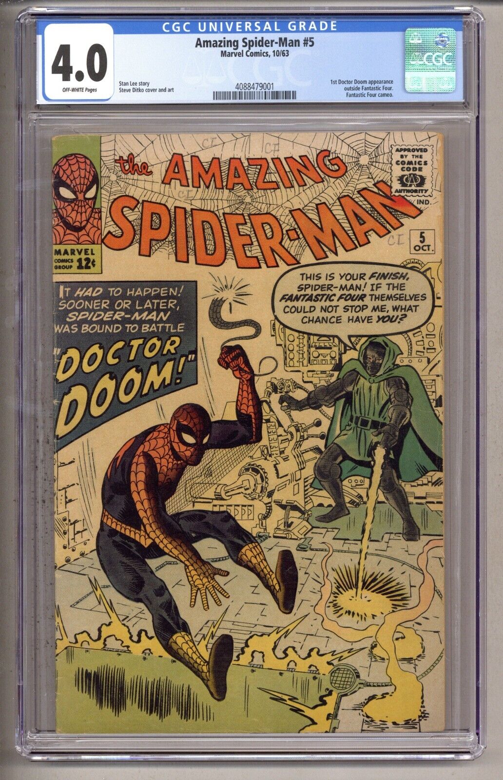 Amazing SpiderMan 5 CGC 40 1st Doctor Doom app outside Fantastic Four J590