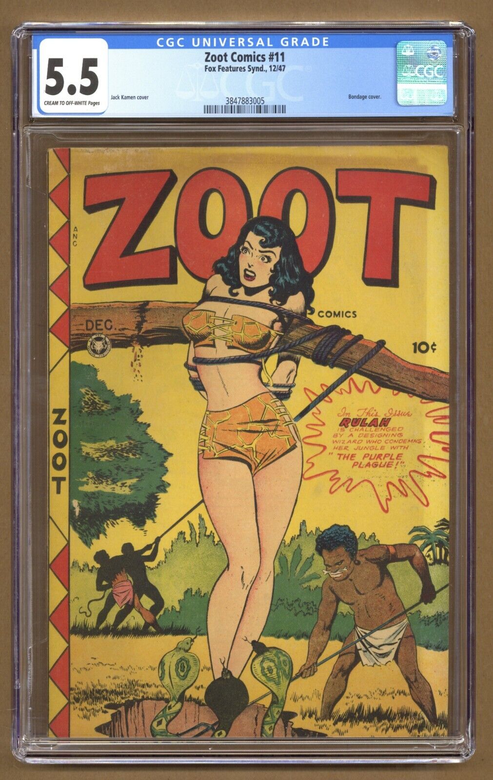 Zoot Comics 11 CGC 55 Rulah Kamen bondage cover 1947 Fox Features Syndicate