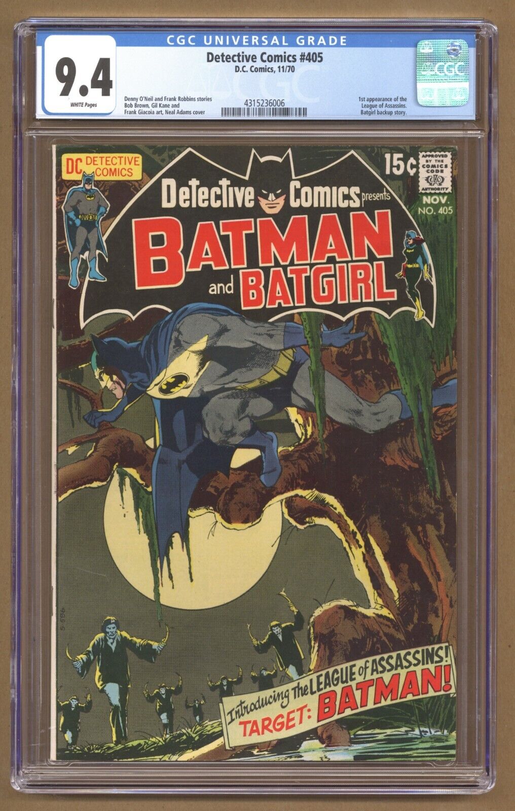 Detective Comics 405 CGC 94 1st app League of Assassins Adamsc 1970 DC U151