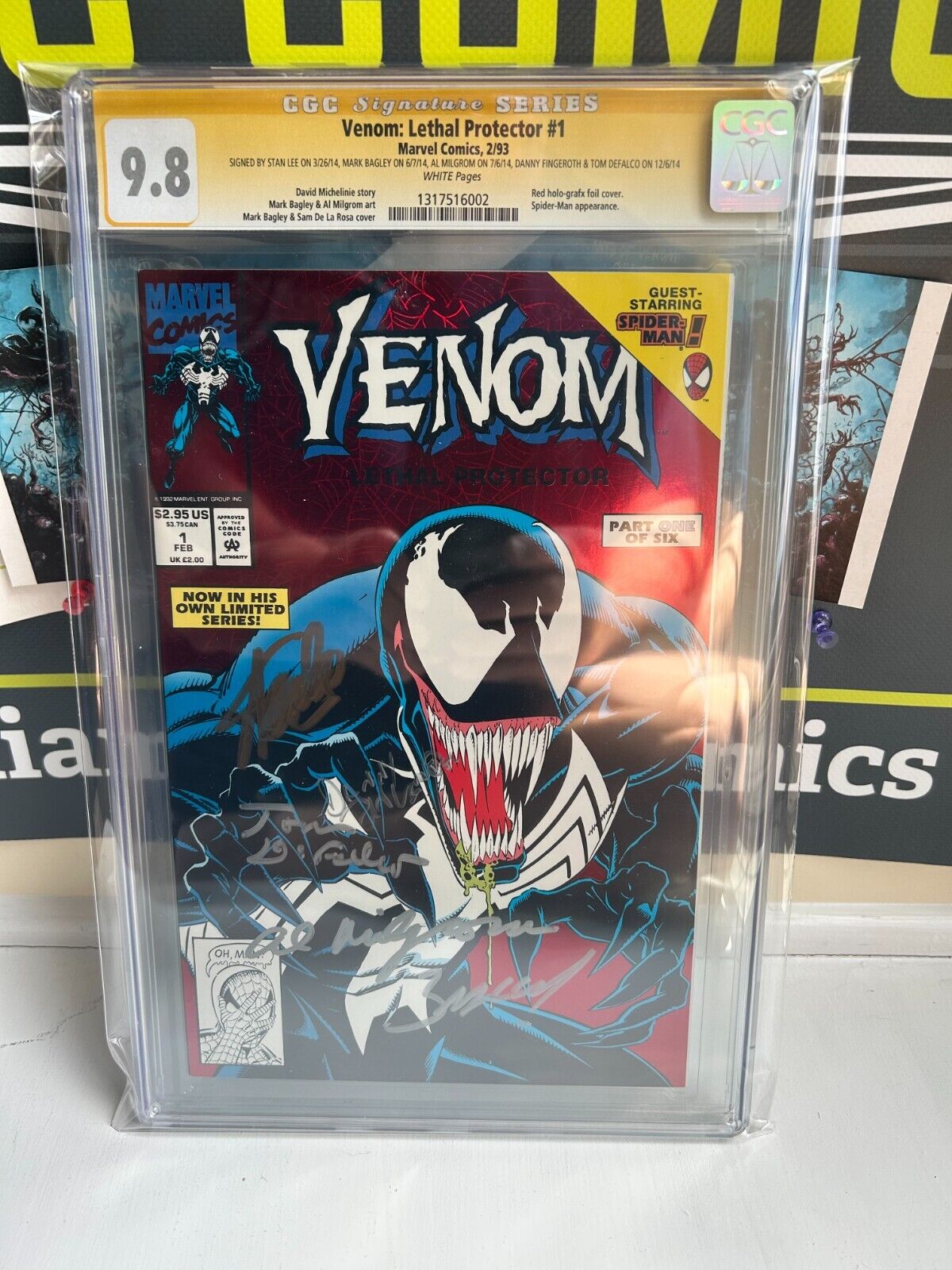 Venom Lethal Protector 1 CGC SS 98  Signed 5X Stan Lee Bagley 1ST SOLO REDHOT