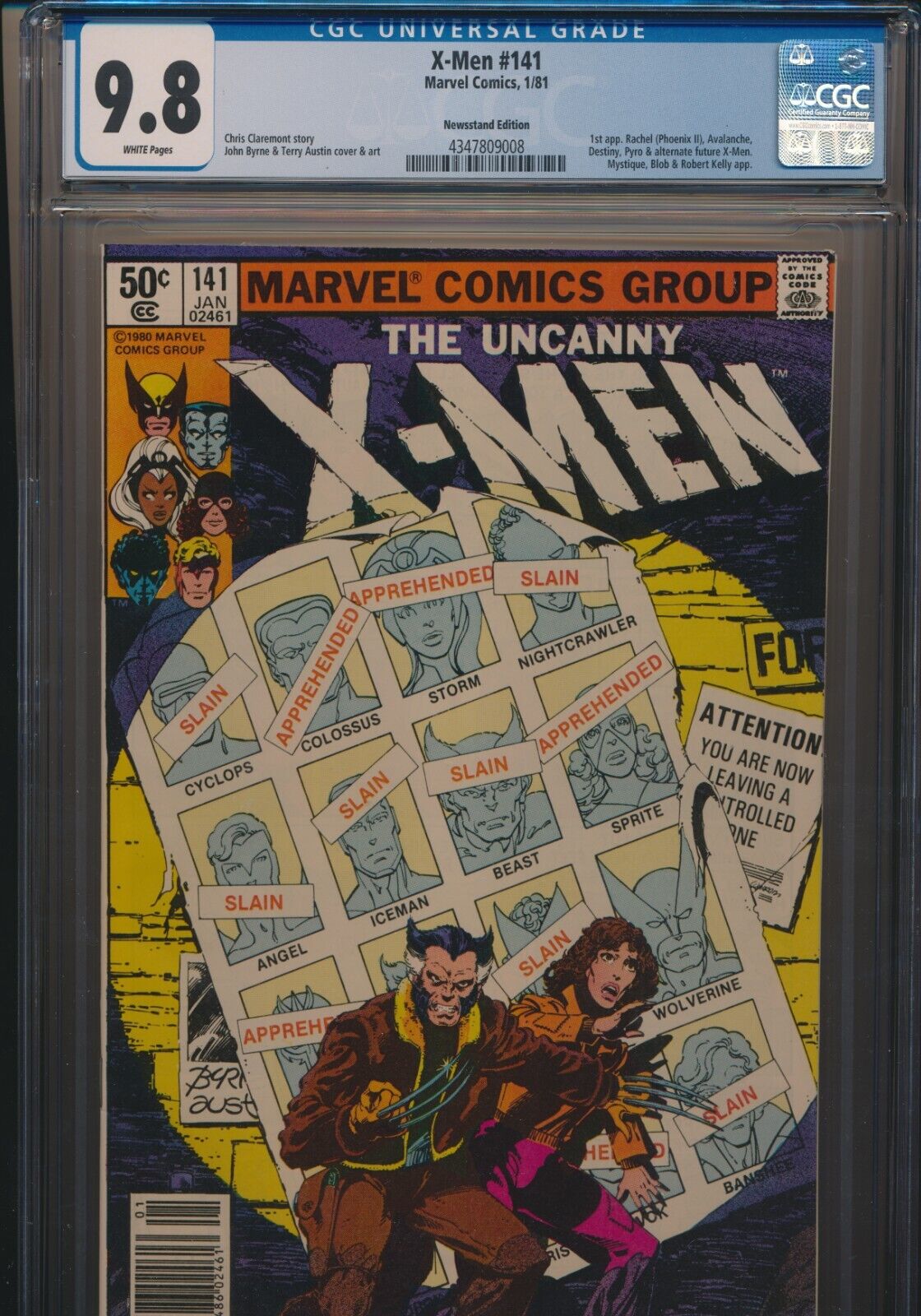 MARVEL COMICS XMEN 141 CGC 98 WP 1981 1ST RACHEL PHOENIX II NEWSSTAND