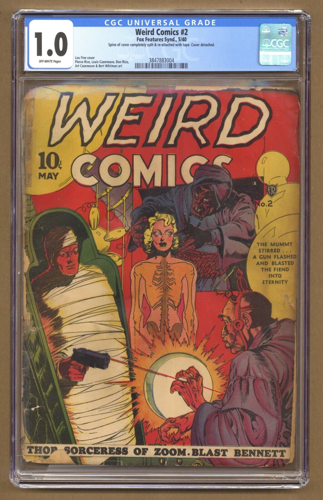 Weird Comics 2 CGC 10 Lou Fine cover 1940 Fox Feature Syndicate