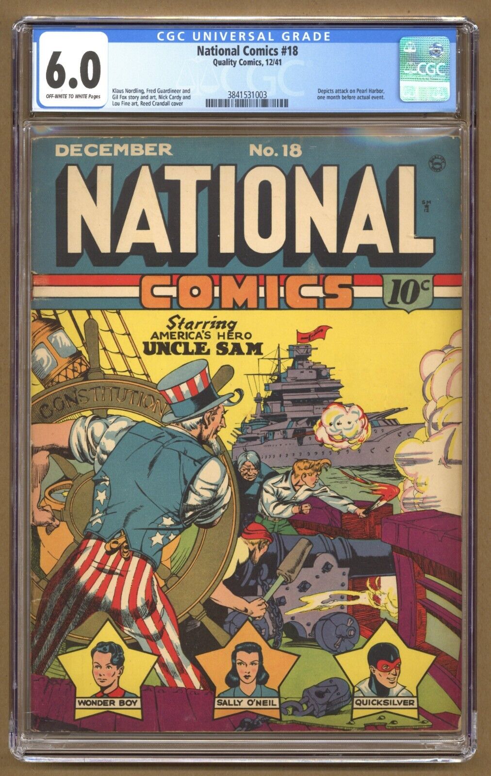 National Comics 18 CGC 60 Depicts attack on Pearl Harbor before actual event