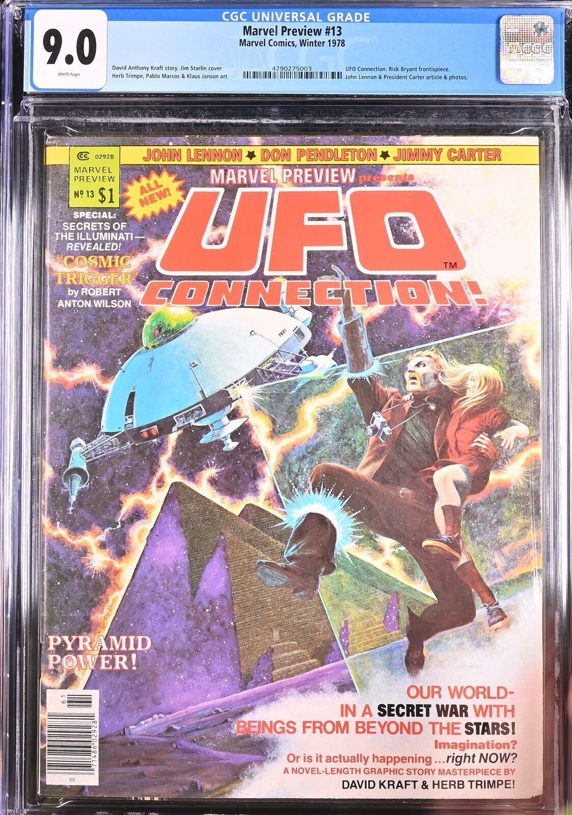 MARVEL PREVIEW 13 CGC 90 WHITE PGS JIM STARLIN COVER NEW CASE UFO CONNECTION