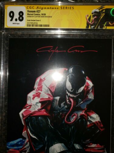 Venom 27 CGC 98 Black Dark Virgin C Variant Signed by Clayton Crain 