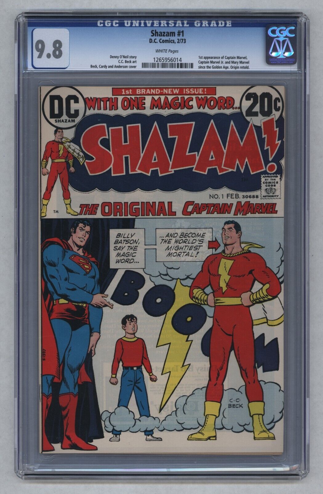 Shazam 1 White Pages 1st Captain Marvel Mary  Jr Origin Retold 1973 CGC 98