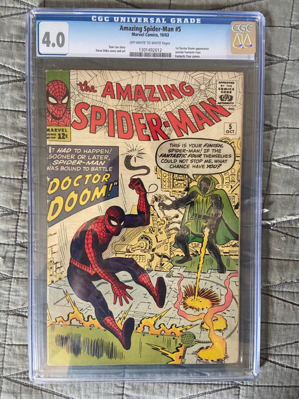 RARE 1963 SILVER AGE AMAZING SPIDERMAN 5 CGC 40 UNIVERSAL DOCTOR DOOM OWW