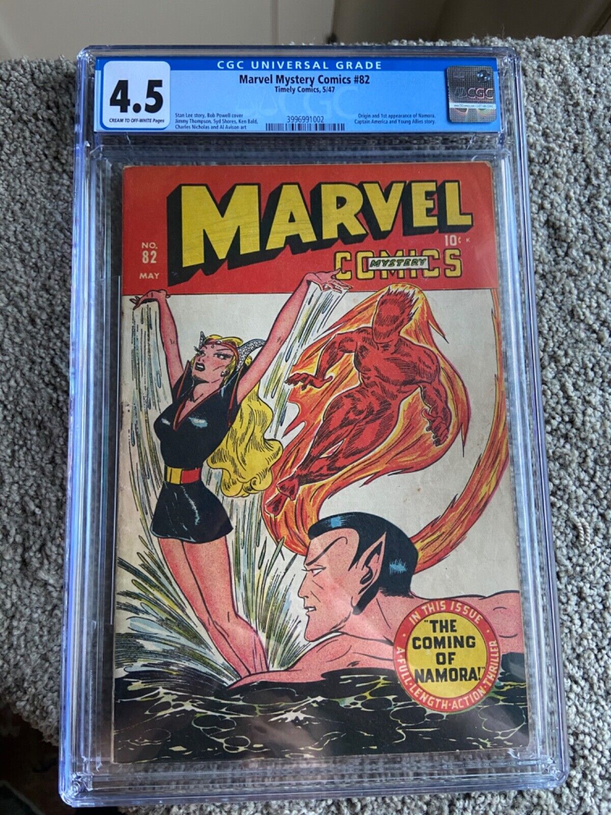 RARE 1947 TIMELY GOLDEN AGE MARVEL MYSTERY COMICS 82 CGC 45 UNIVERSAL NAMORA