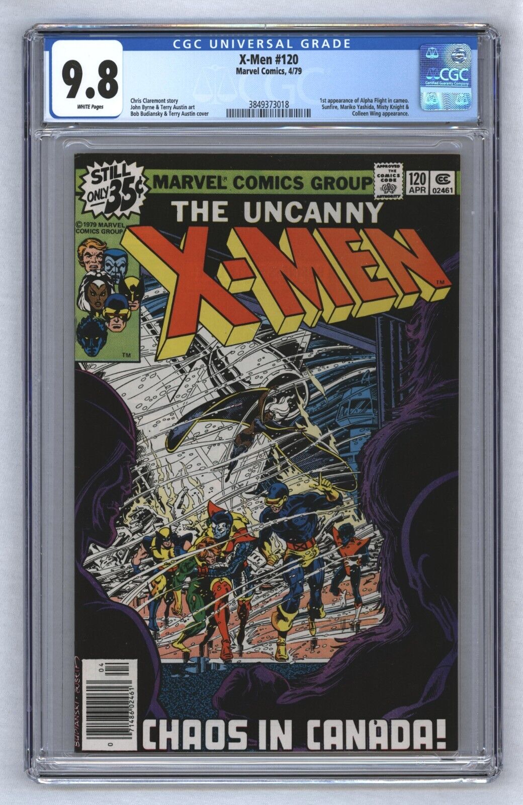 Uncanny XMen 120 Cameo  1st App Alpha Flight White Pages 1979 CGC 98