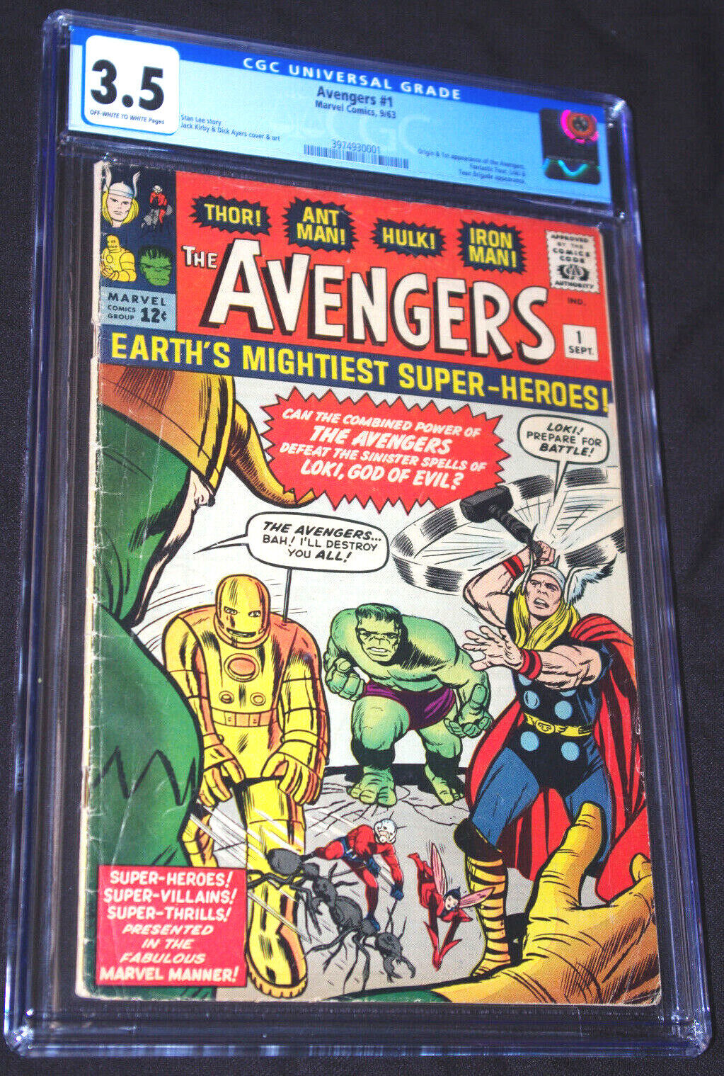 Avengers 1  CGC  35   Great looking copy Perfect CASE 1963 Relist