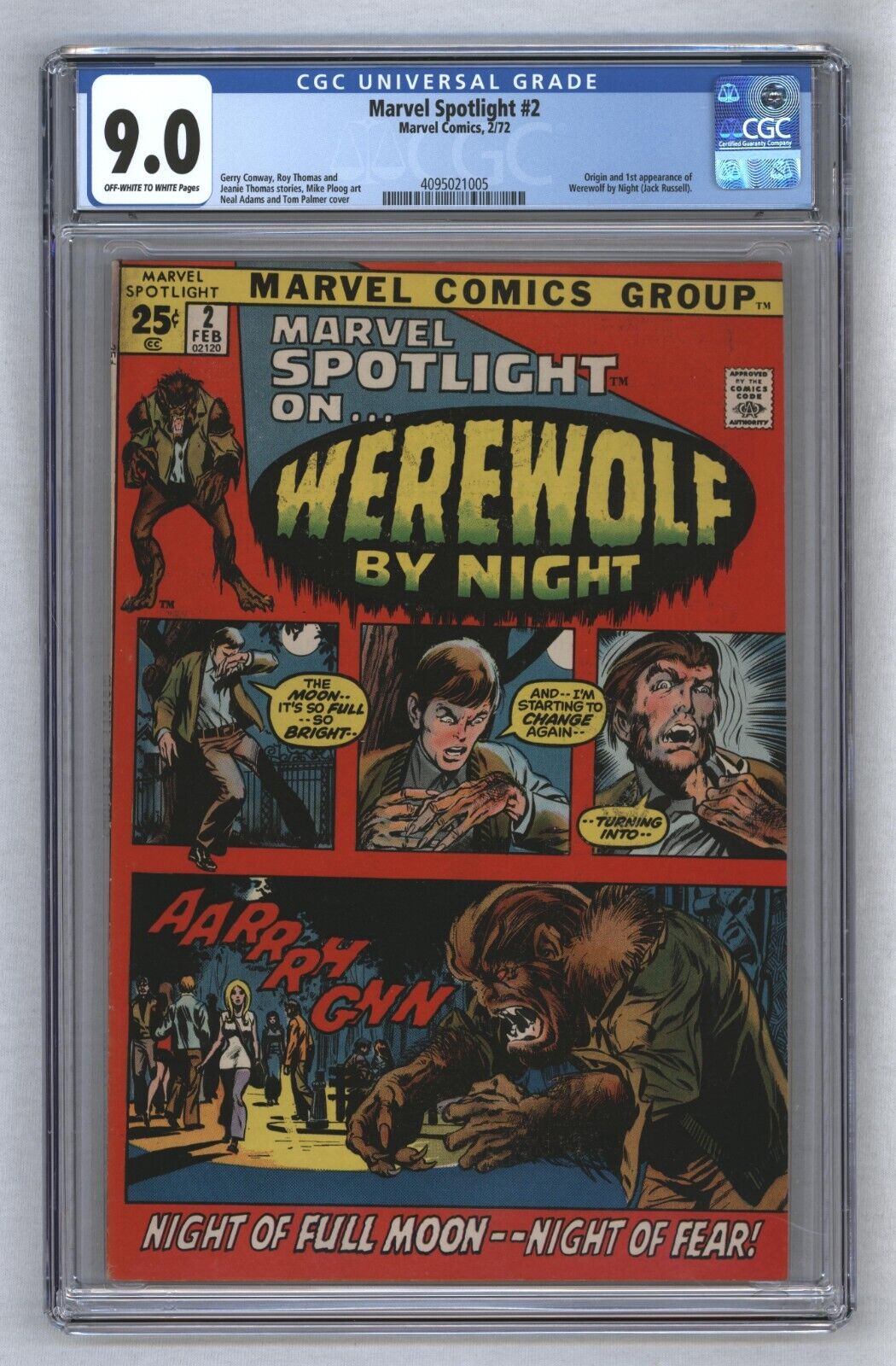 Marvel Spotlight 2 1st App  Origin Werewolf By Night Jack Russell 1972 CGC 90