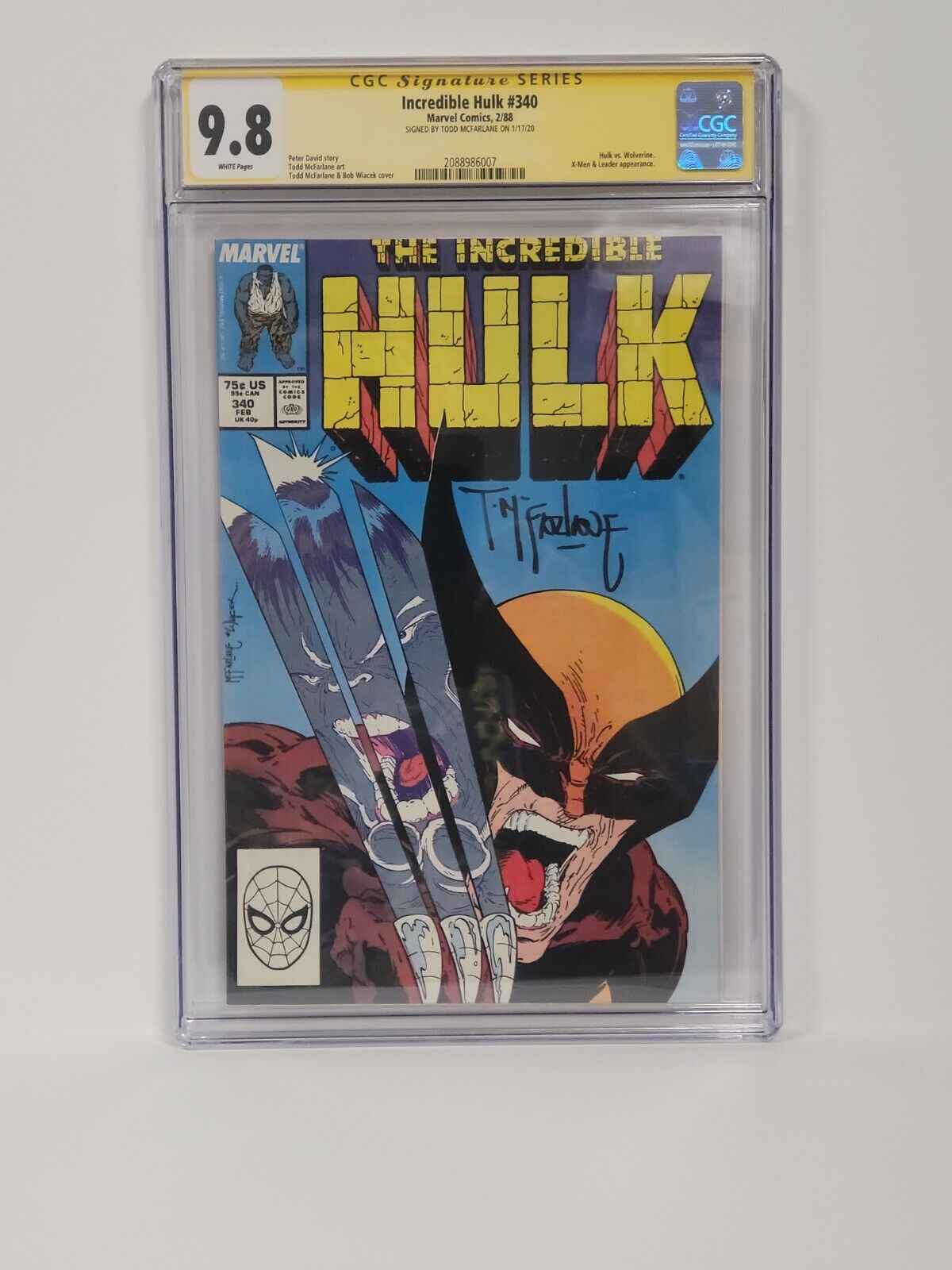 Incredible Hulk 340 CGC 98 Signed Todd McFarlane Cover  Wolverine Classic Art