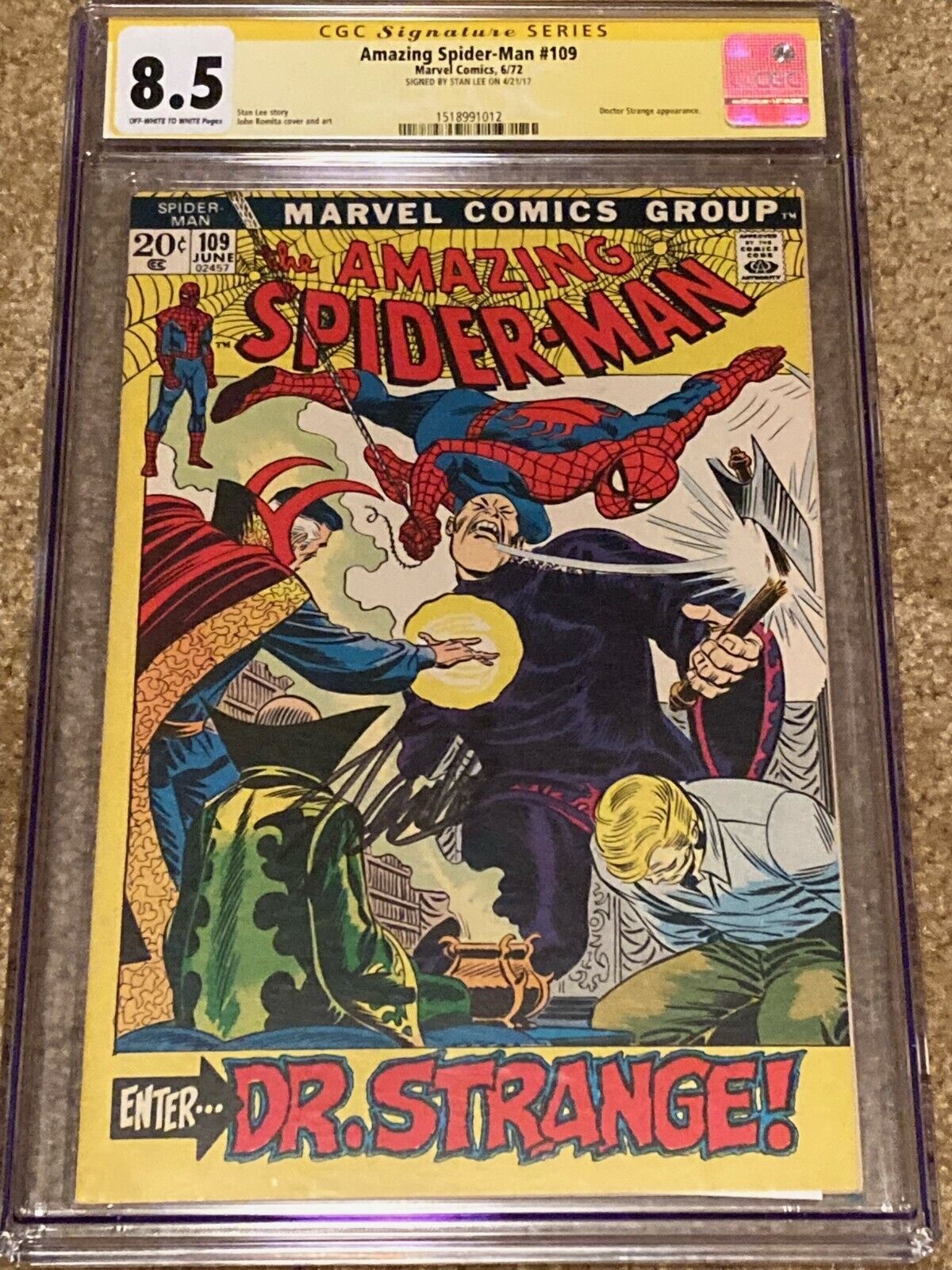 Amazing Spiderman 109 CGC SS Signed Stan Lee Dr Strange Marvel Comic Book Art