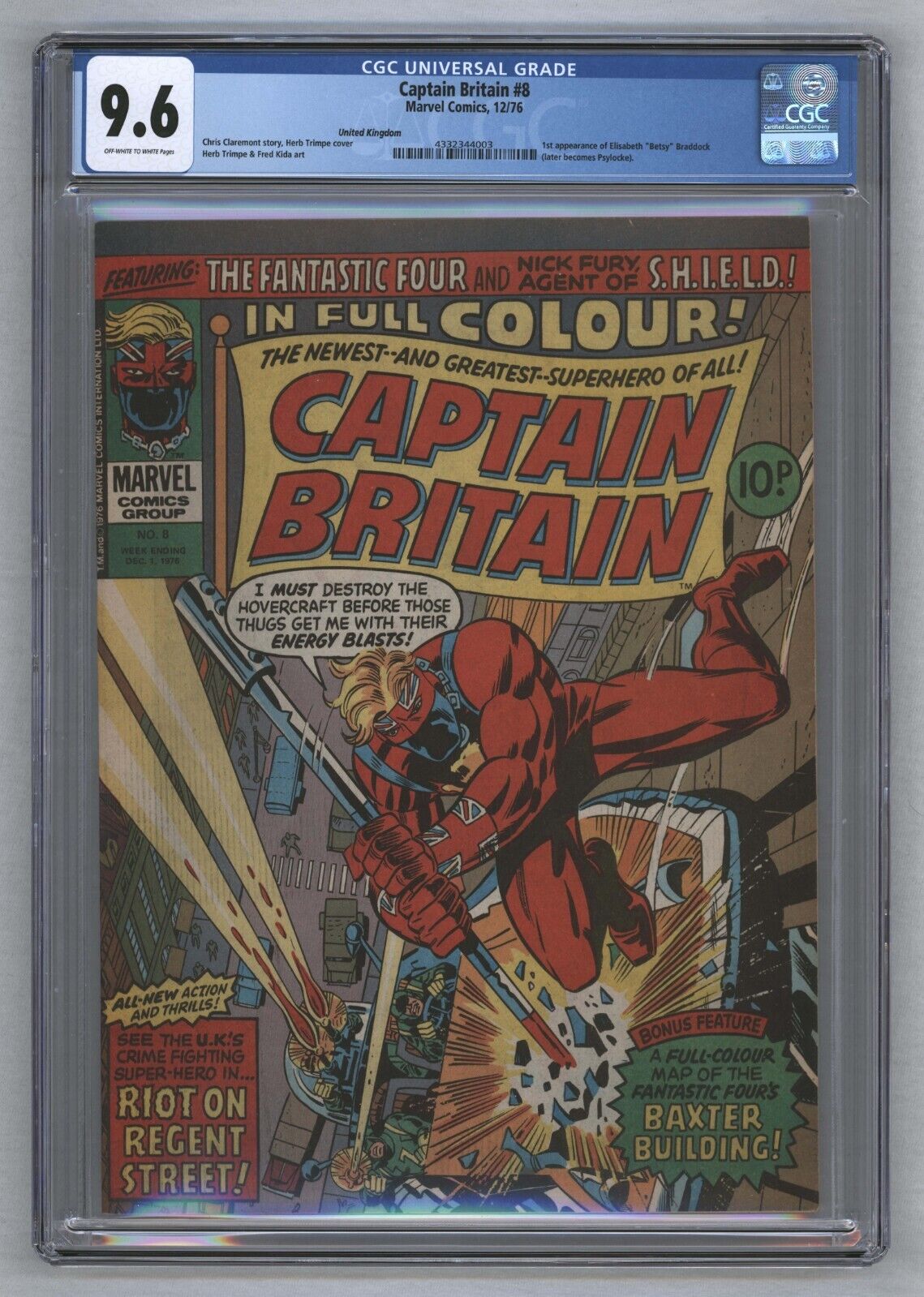 Captain Britain 8 1st App Betsy Braddock pre Psylocke 1976 CGC 96