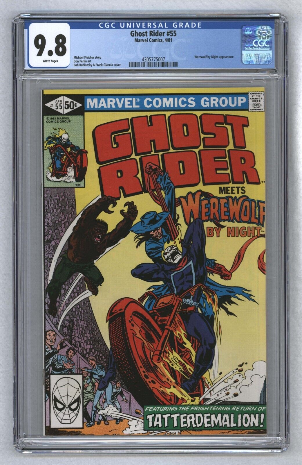 Ghost Rider 55 1st App  Meeting With Werewolf By Night White Pgs 1981 CGC 98
