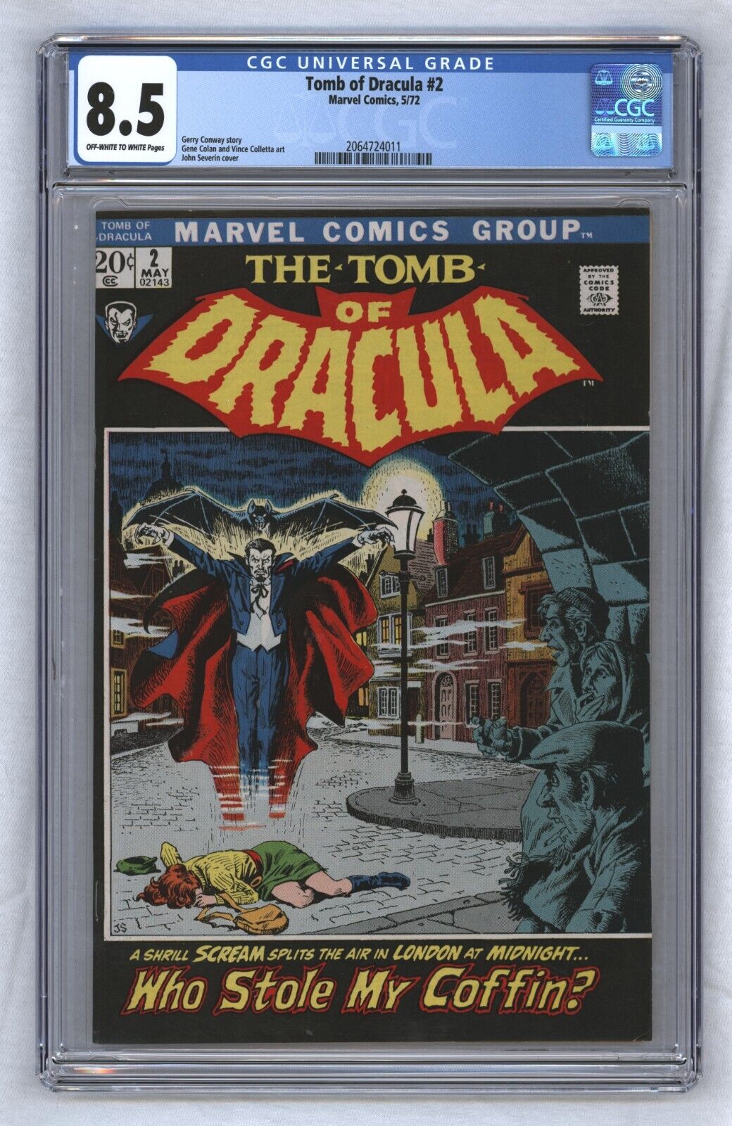 Tomb of Dracula 2 2nd App of Dracula 1972 CGC 85