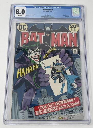BATMAN 251  CGC 80 White Pages CLASSIC JOKER COVER NEAL ADAMS  KEY ISSUE