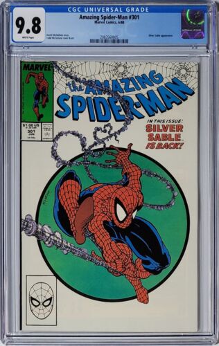 Amazing SpiderMan 301 CGC 98 Marvel 1988 Todd McFarlane Cover Silver Sable 