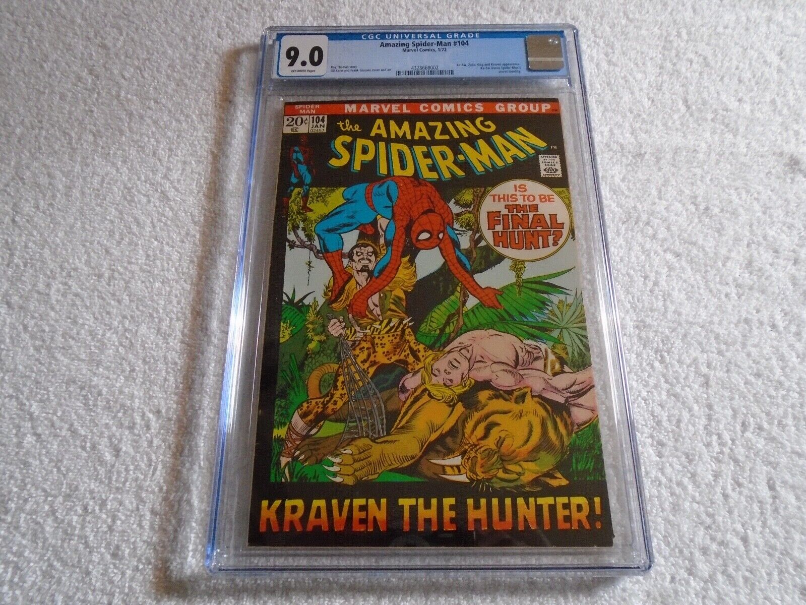 MARVEL AMAZING SPIDERMAN 104 CGC 90 KRAVEN THE HUNTER KAZAR AVENGERS MCU