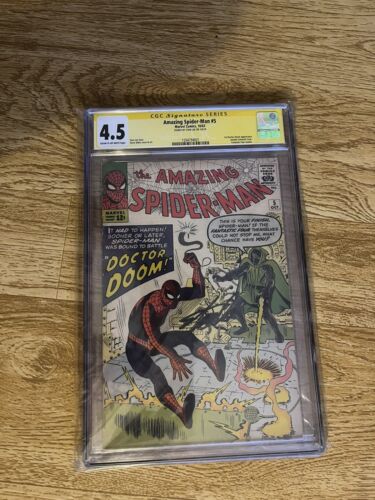 AMAZING SPIDERMAN 5 Comic Book CGC 45 Old DR DOOM Marvel Signed Stan Lee