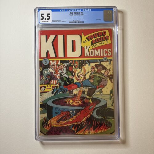 Kid Komics 3 Alex Schomburg Cover Art Golden Age WWII Timely Comic 1943 CGC 55