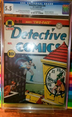 DC BATMAN DETECTIVE COMICS 66 CGC 55 OWw FIRST two face