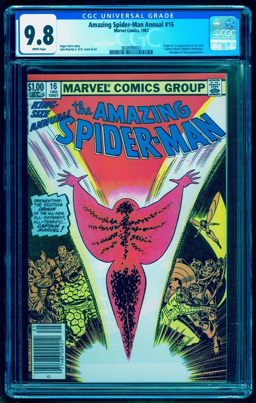 AMAZING SPIDERMAN ANNUAL 16 CGC 98 NEWSSTAND WP  1 st RAMBEAU CAPTAIN MARVEL