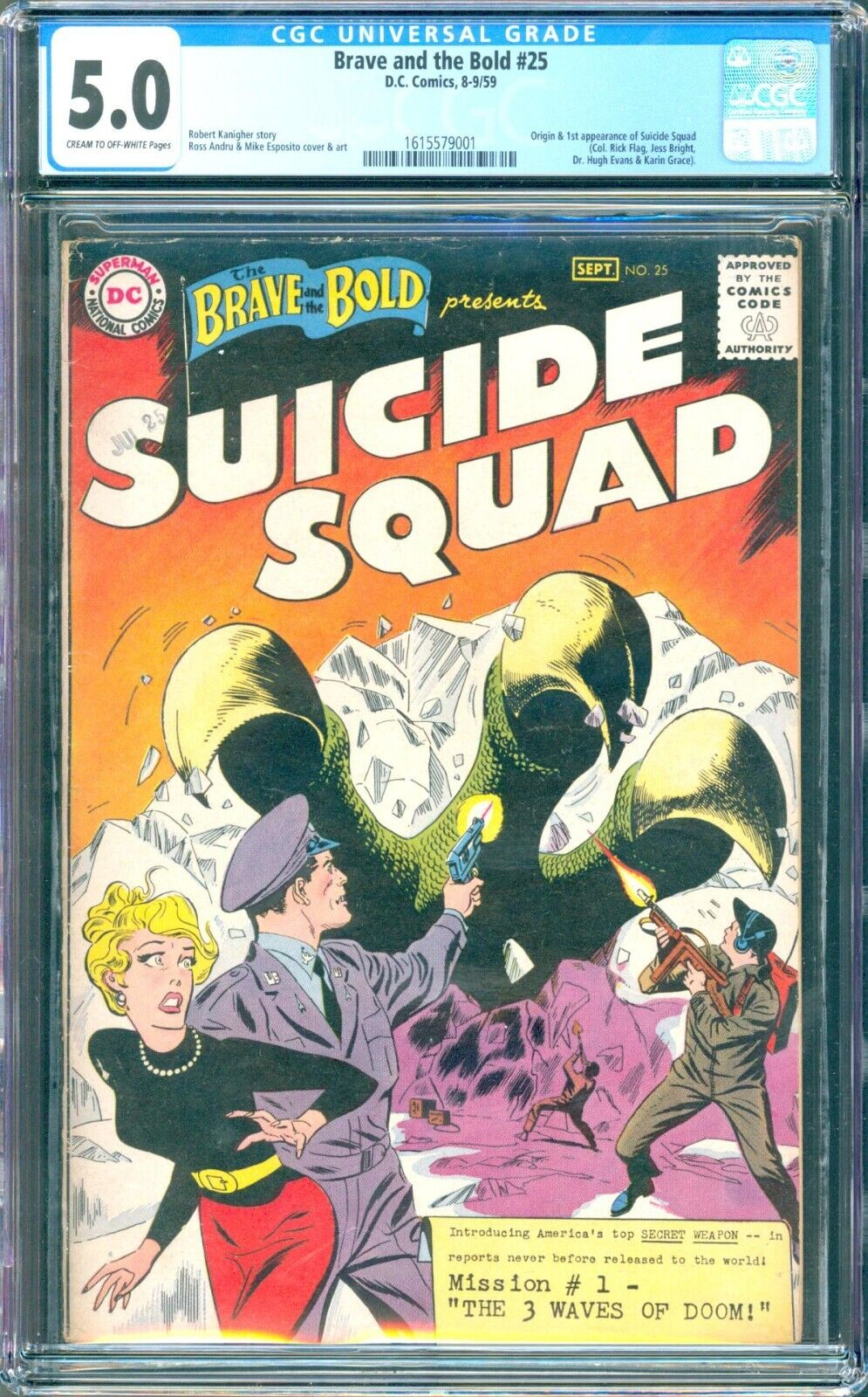 Brave and the Bold 25 1959 CGC 50  1st  origin of the Suicide Squad