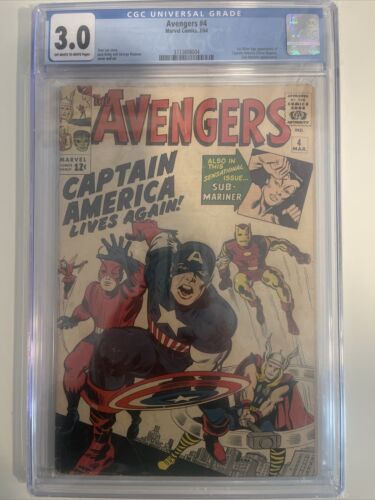 Avengers 4 CGC 30 1st Silver Age Captain America 