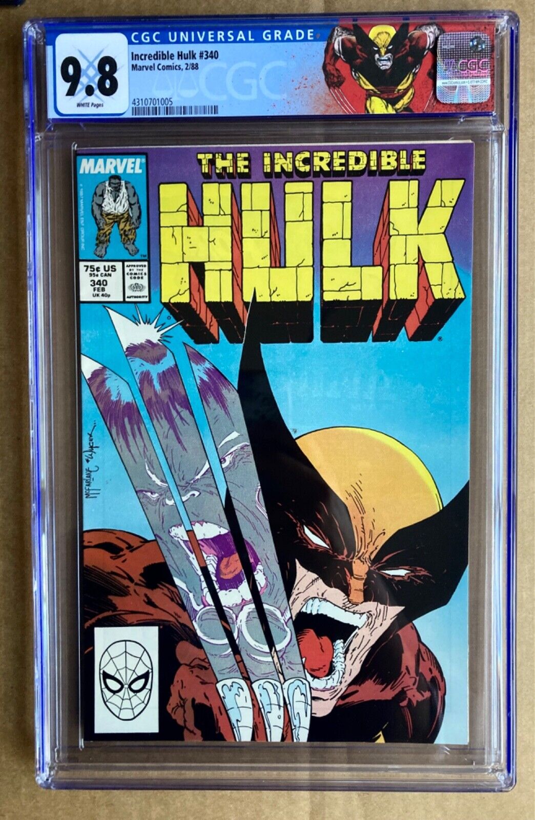 Incredible Hulk  340 cgc 98 1 Stan Lee Todd Mcfarlane 181 Wolverine