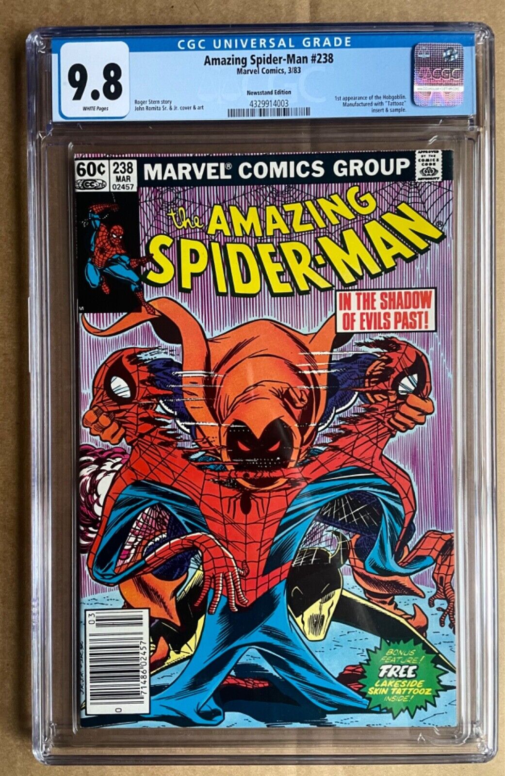 Amazing Spiderman  238 cgc 98 1st App of Hobgoblin Stan Lee Newsstand Romita